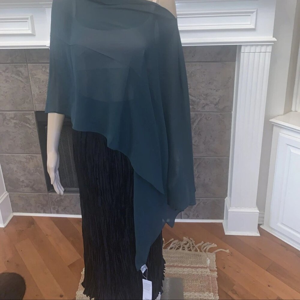 NWT Eileen Fisher Pine Sheer Silk Georgette Wrap Scarf OS/TU - Picture 8 of 11